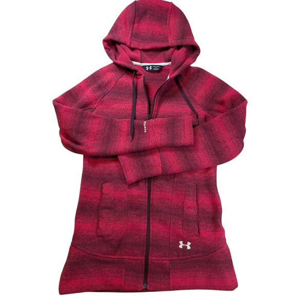 Under Armour Womens size SP Full Zip Hooded Thick Magenta Fleece Storm 1 - Picture 1 of 6
